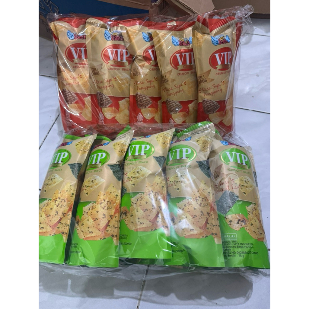 Jual VIP Chips 28Gram Crunchy Snack Rumput Laut Sapi Panggang Makanan ...