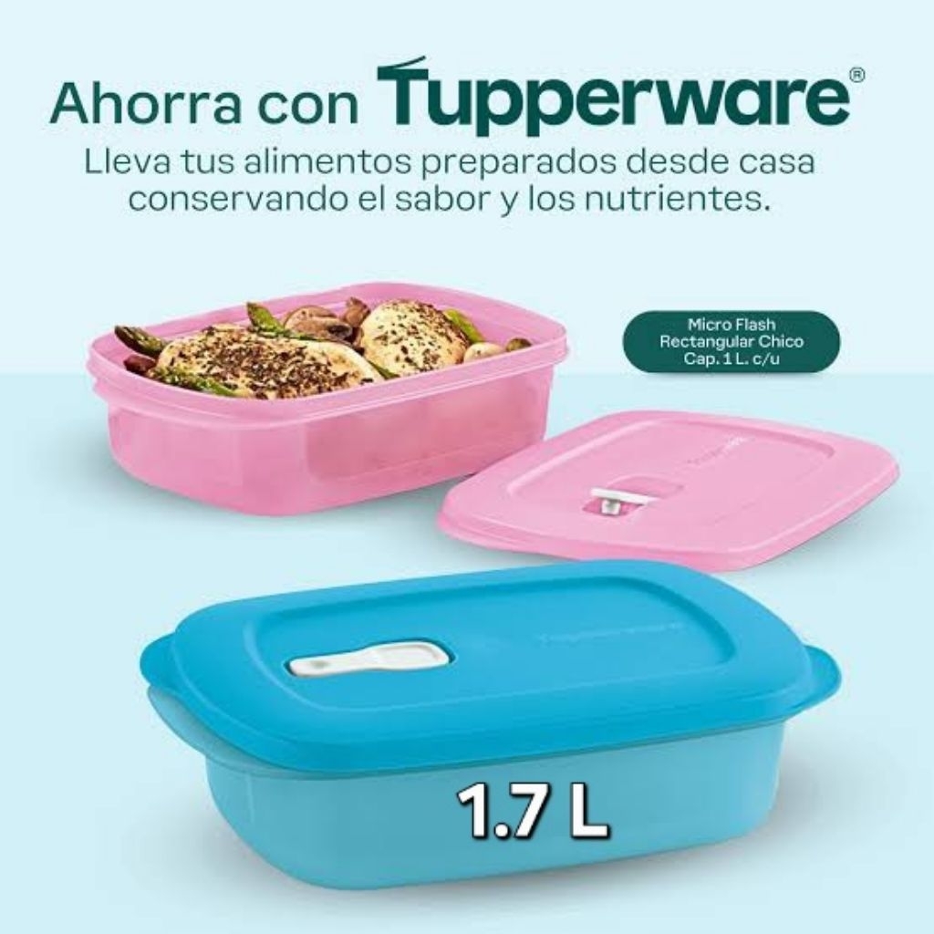 Jual Tupperware Micro Flash Rectangular 1.7 Liter (1 Pcs) Tosca Blue ...