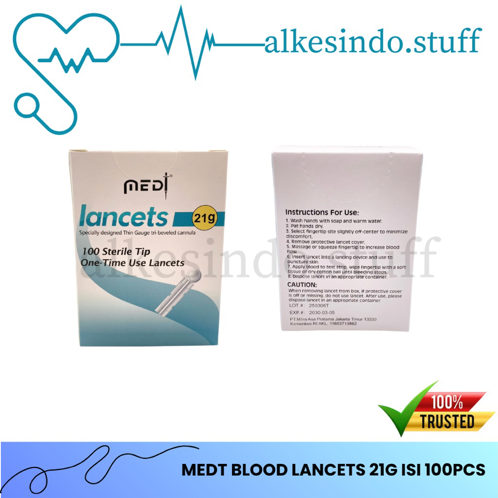 Jual MEDT Blood Lancet 21G | Medilance Jarum Bekam isi 100 pcs | Jarum ...