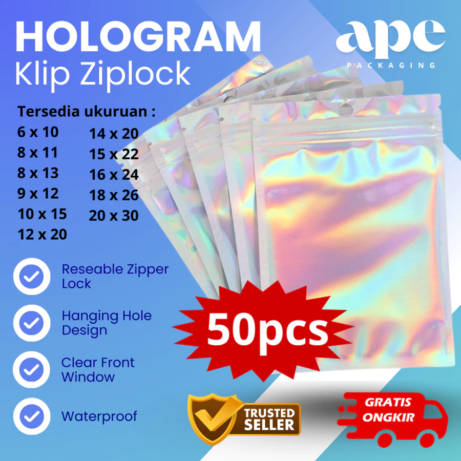 Plastik Klip Hologram Flat (50pcs)