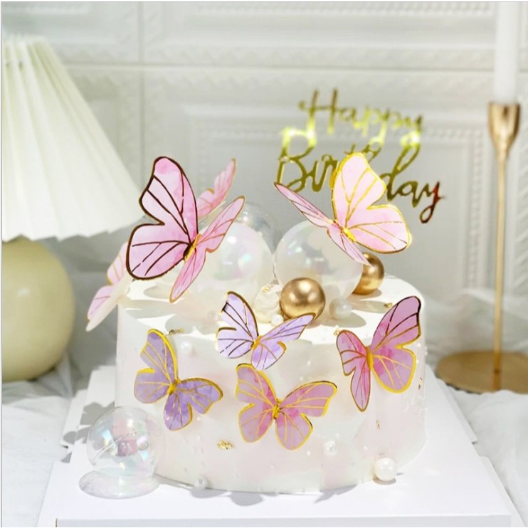 Jual Topper Cake / Hiasan Kue Bentuk Kupu Kupu Sudah Dilengkapi Kawat ...