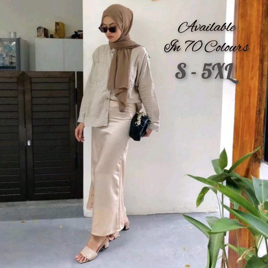 Jual Rok Span Satin Polos 70 Warna Size Up To 5L | Shopee Indonesia