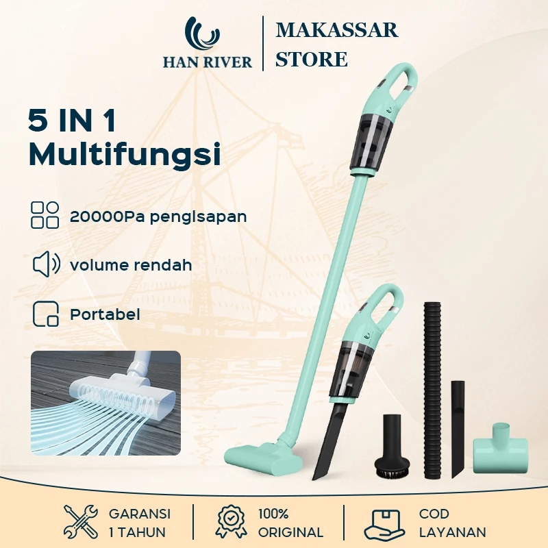 HAN RIVER Vacuum Cleaner Portable 20000Pa 5 In 1 Multifungsi Penyedot Debu Wireless - foto 1
