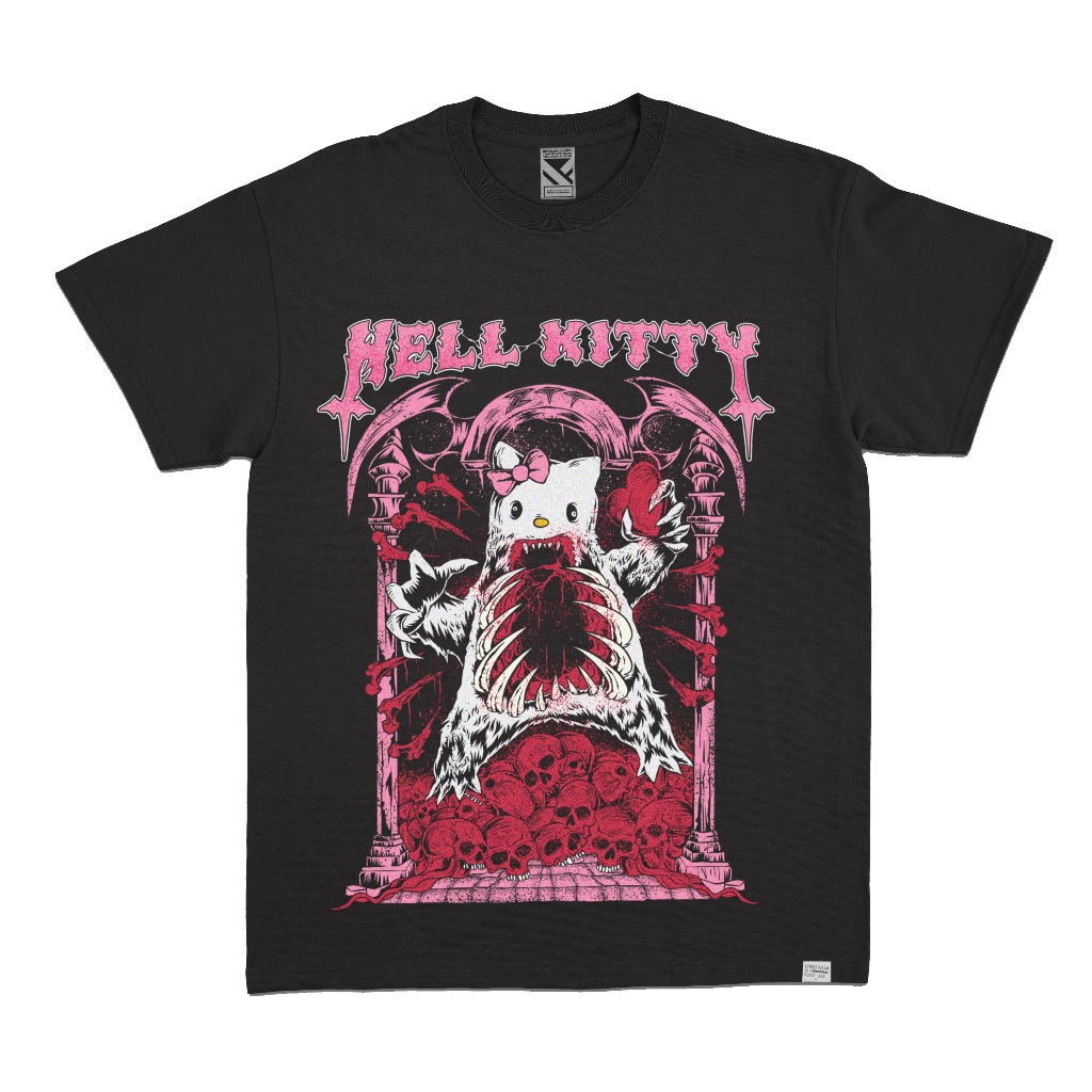 Jual ZeroTwentyTwo Kaos Hello Kitty Hitam | T-Shirt Lucu Parodi ...