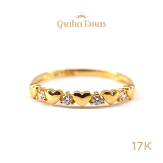Graha Emas Cincin Emas Kuning Bentuk Heart 17K - Yellow Gold Heart Model Ring 17 Carat M715