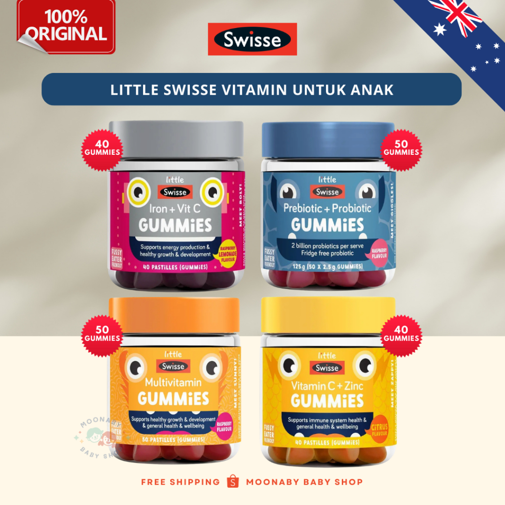 Jual Exp 01/2027 Little Swisse Iron Vit C 40Gummies, Pre + Probiotic ...