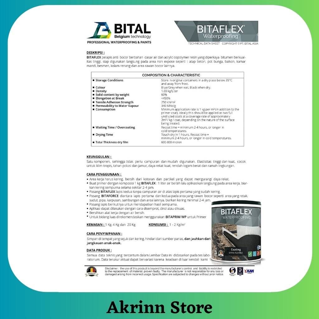 Jual Cat Bitaflex 20Kg Waterproofing Aspal Cair, Waterproofing Box ...