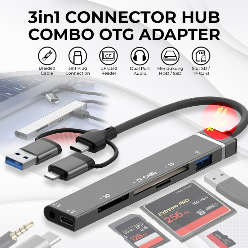 Jual OTG 3in1 USB HUB Adapter Adaptor Charger Conector Converter USB A ...