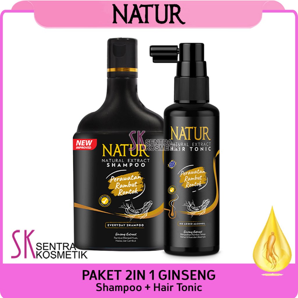 Jual NATUR Paket Shampoo & Hair Tonic Ginseng 2in1 Atasi Rambut Rontok ...
