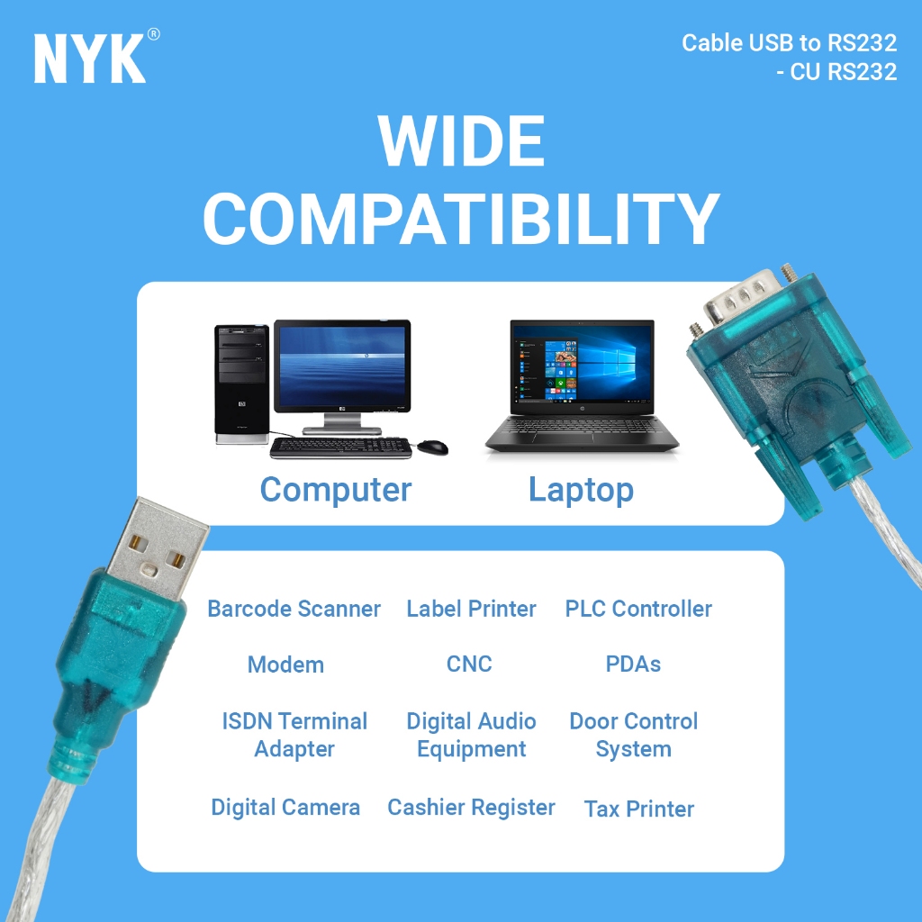 Jual NYK Kabel USB to RS232 ( CU RS232 ) Converter Adapter - Support ...