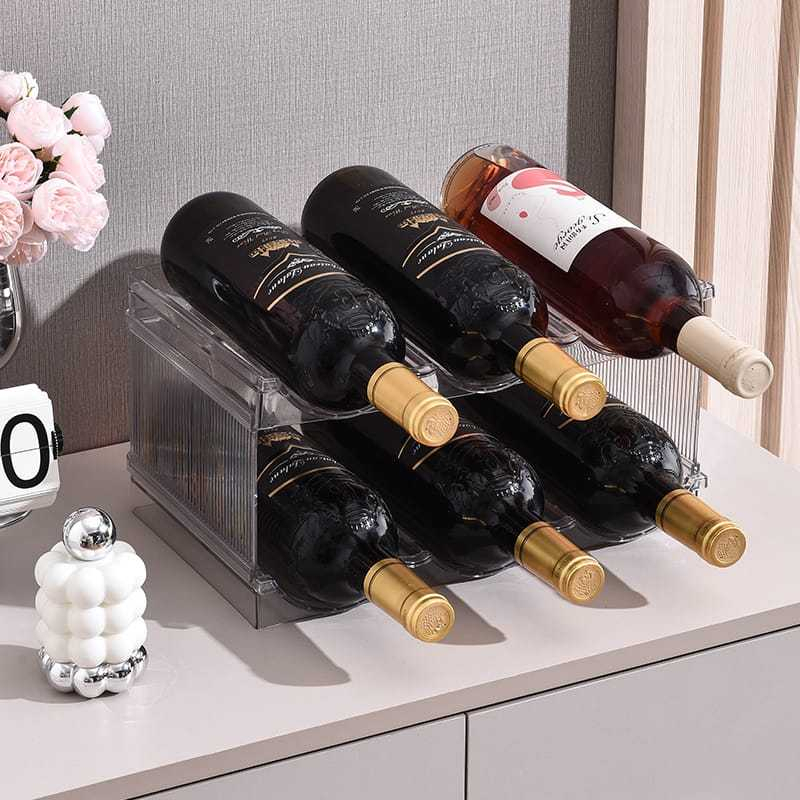 Jual Rak Botol Minuman Susun Transparan Bottle Holder Organizer Storage ...