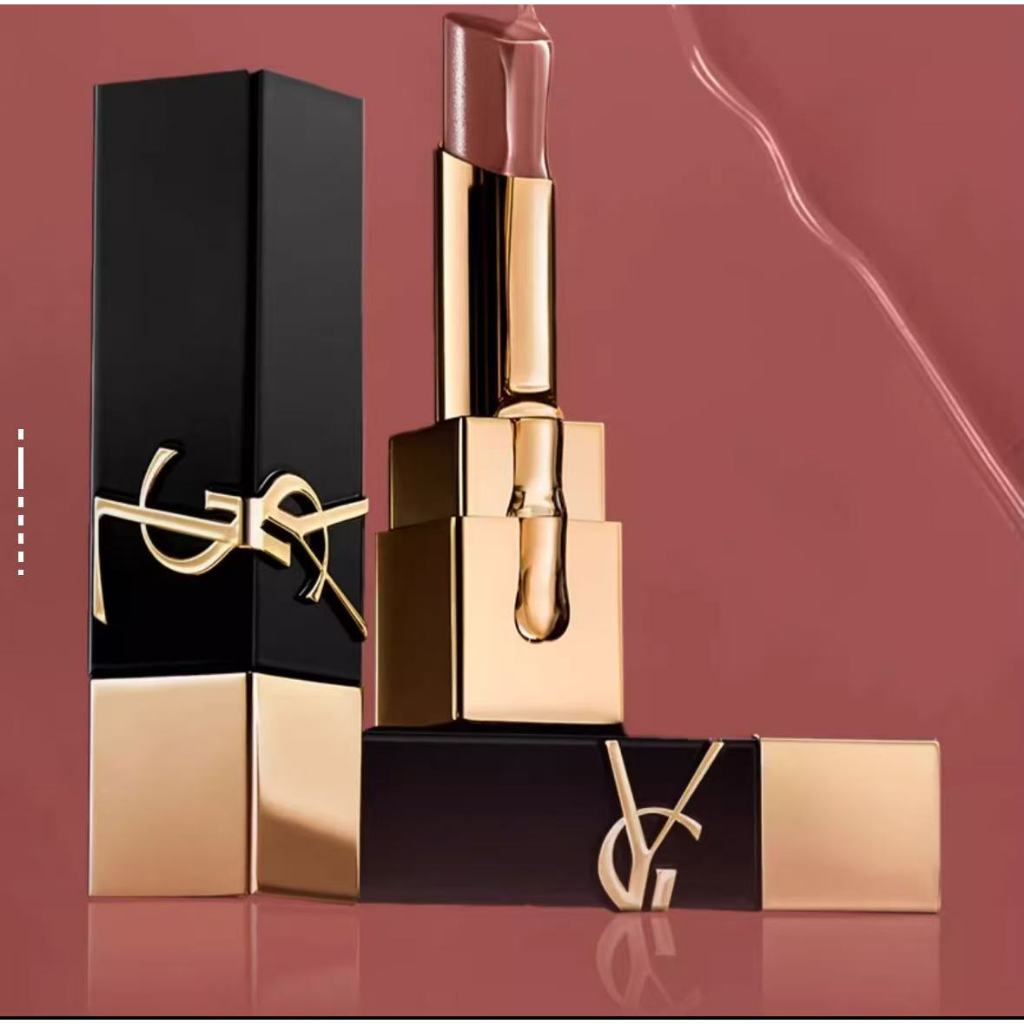 Jual YSL Saint Laurent lipstik tabung persegi hitam emas fearless glaze ...