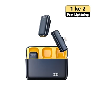 2 In 1 Mic Wireless Clip On Microphone Bluetooth Noise Reduction Lavalier Mikrofon Untuk HP