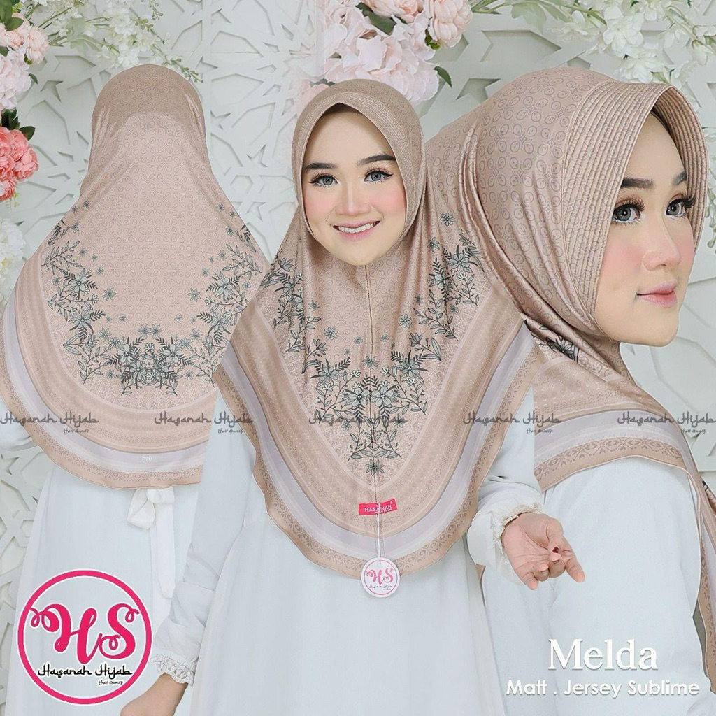 HIJAB BERGO DAILY PRINTING MELDA - SUBLIM TERBARU CANTIK HASANAH HIJAB