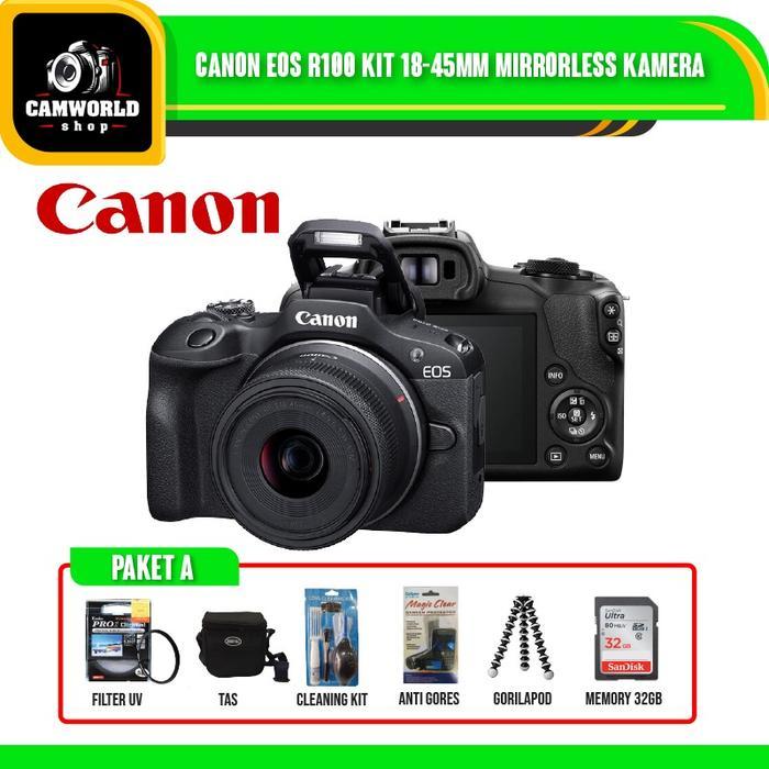 Jual Canon EOS R100 Kit 18-45mm IS STM - Canon R100 Kit RF-S 18-45mm ...