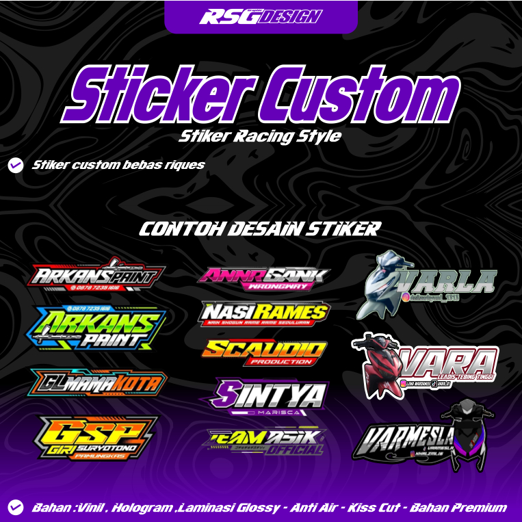 Jual Cetak Stiker Custom / Stiker Racing Free Desain bahan Vinyl ...