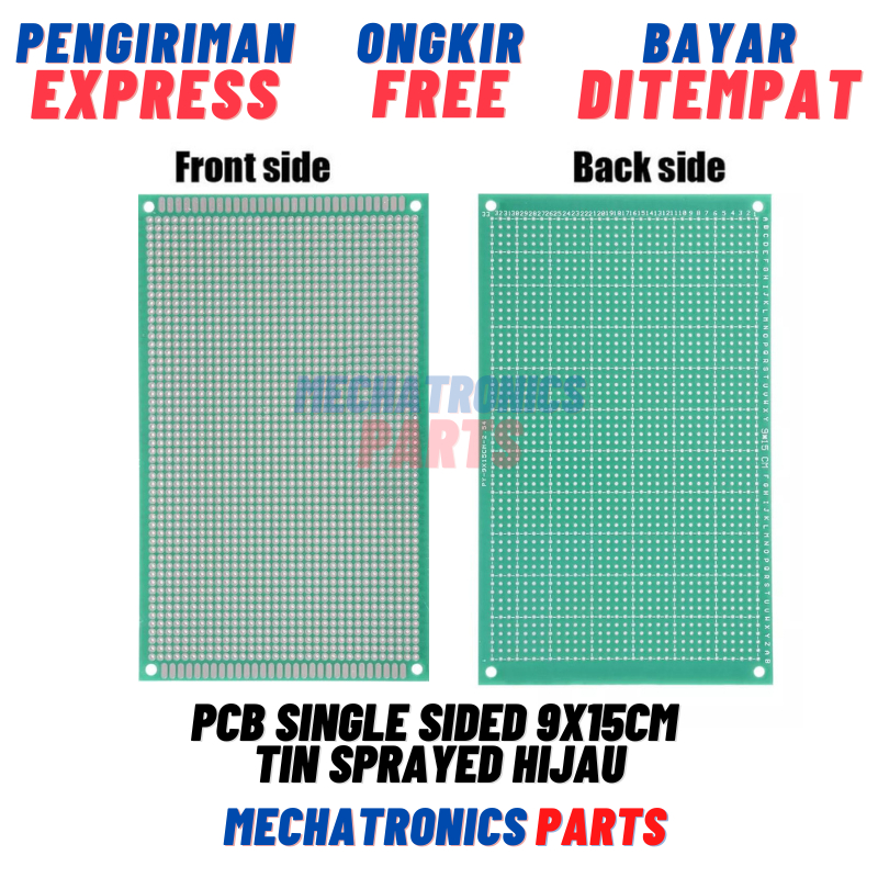 Jual PCB Single Sided 9x15Cm Tin Sprayed Hijau Protoboard Bolong 15x9 ...