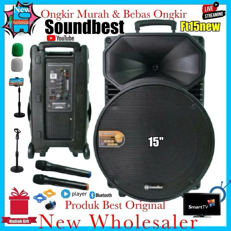 speaker audio pa portable aktif wireless dat 1511 eco plus 15 inch original