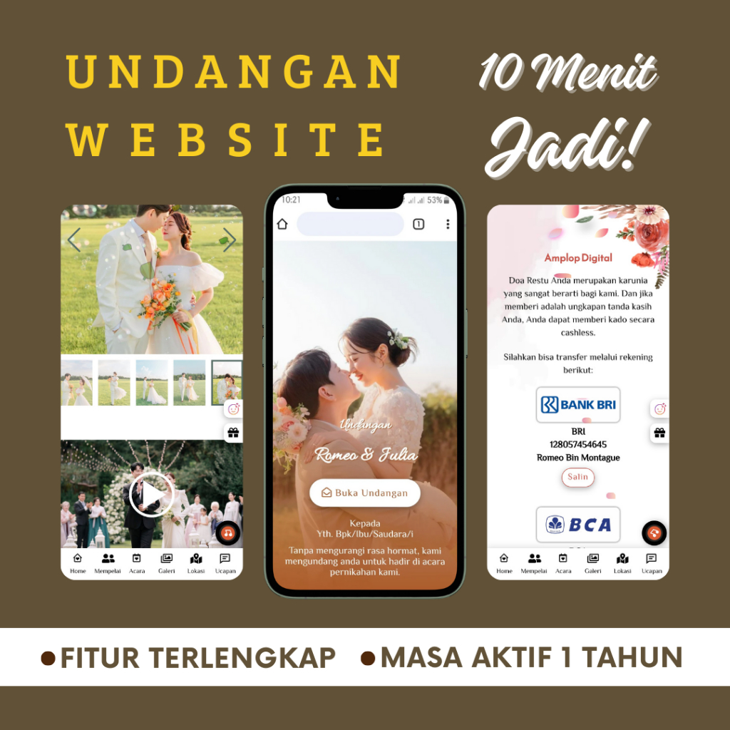 Undangan Digital Pernikahan Website Aesthetic | Tema Foto & Tanpa Foto