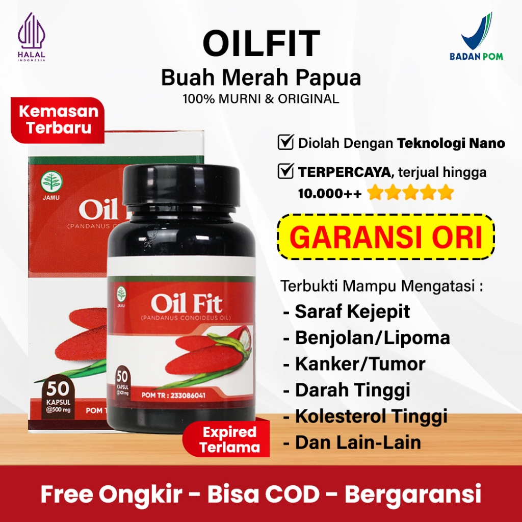 OFFICIAL - Kapsul Oil Fit Ekstrak Minyak Buah Merah Papua Murni Asli Original Suplemen Obat Herbal 50 Kapsul