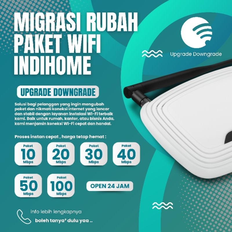 Jual 𝗠𝗜𝗚𝗥𝗔𝗦𝗜 𝗜𝗻𝗱𝗶𝗛𝗼𝗺𝗲 Rubah Paket indihome Renew FUP Upgrade