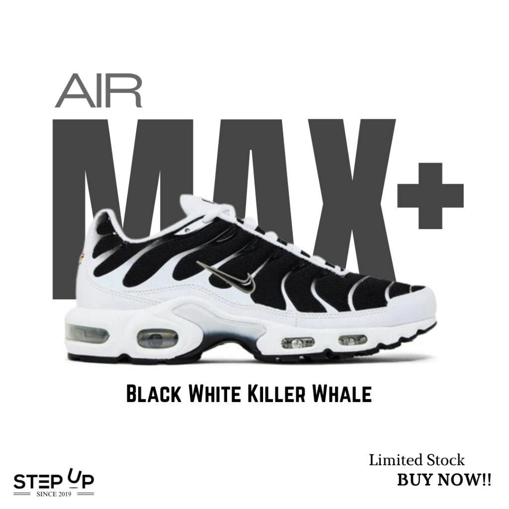 Sepatu Nike TN Air Max Plus Black and White Killer Whale BNIB 100% Authentic
