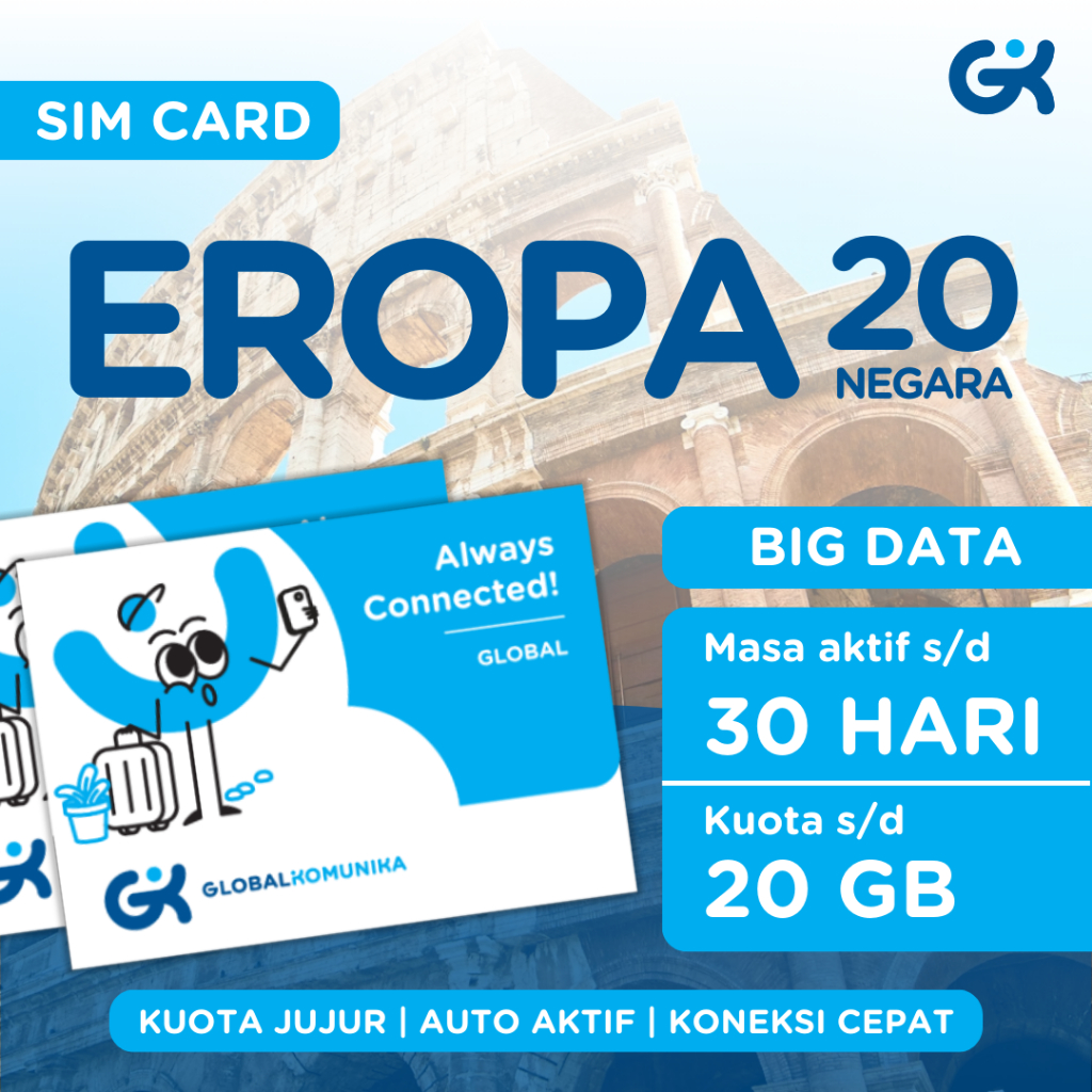 Jual Global Komunika Sim Card Eropa 20 Negara Big Data | Shopee Indonesia