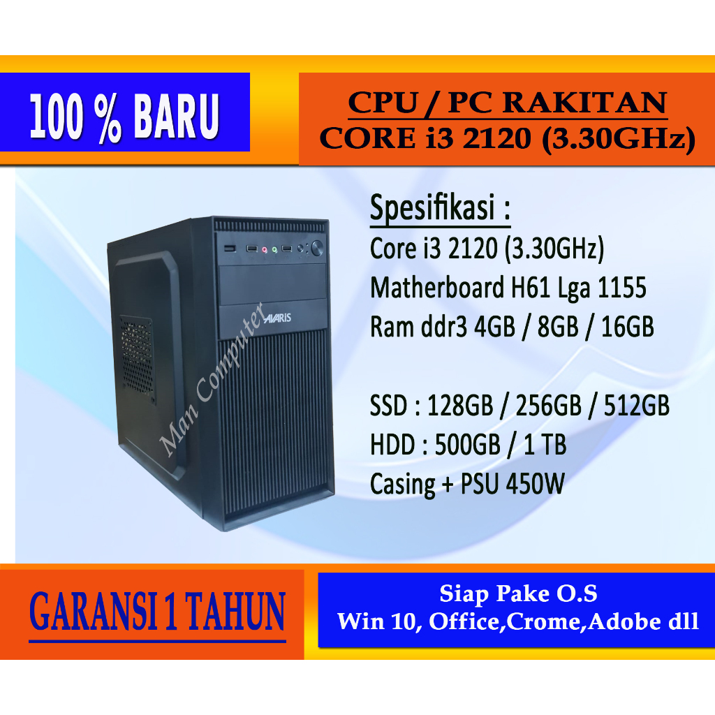 PC Core i3 2120 Ram Ddr3 PC Rakitan Baru