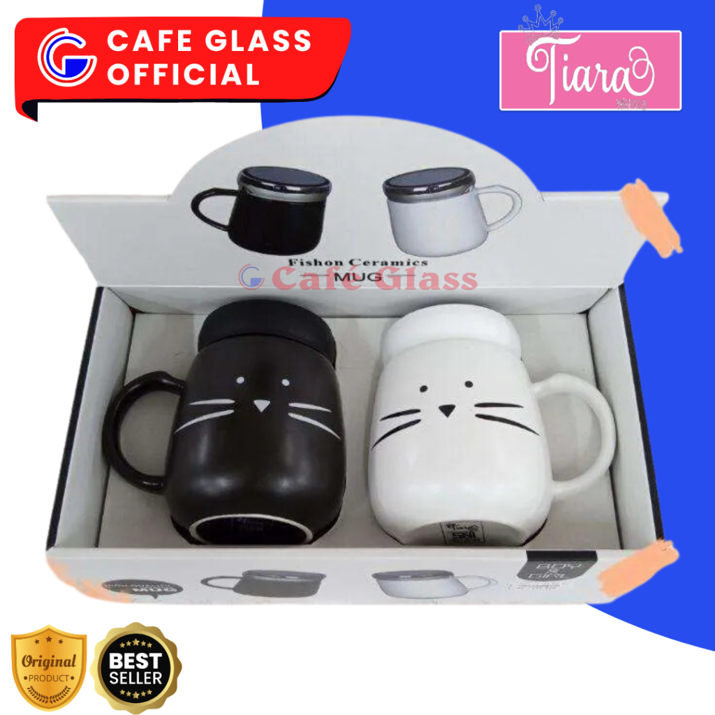 Mug Couple Hadiah - Mug Karakter Keramik - Mug Kucing Lucu - Mug Set Wedding Gift