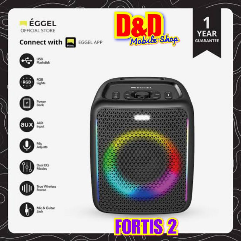 Jual EGGEL FORTIS 2 PORTABLE TWS PARTY BLUETOOTH SPEAKER RGB LIGHTS