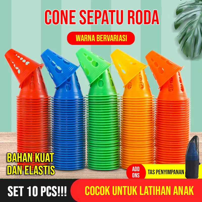Jual SET 10 PCS Cone Kerucut Sepatu Roda Warna Bervariasi EXTRA Tas ...