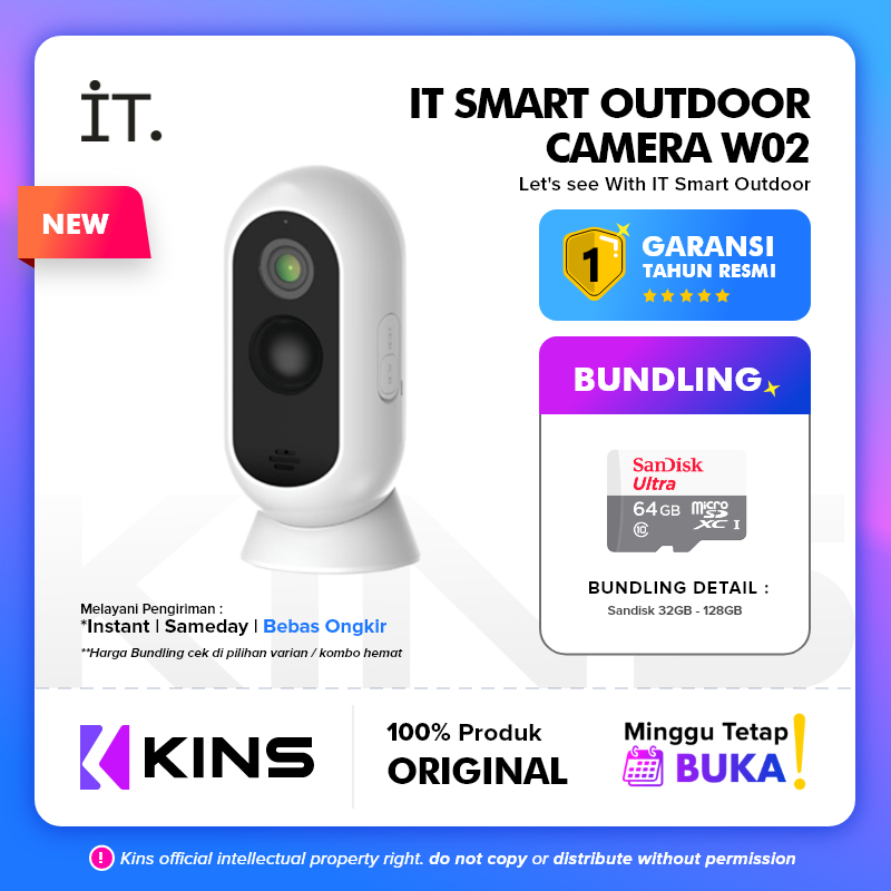 Jual IT Smart CCTV W02 Camera Outdoor Battery FHD WiFi Wireless 3MP ...