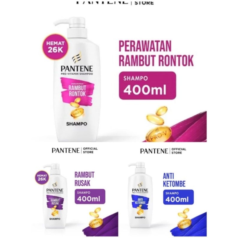 Jual PANTENE SHAMPOO 400ML RAMBUT RONTOK ANTI KETOMBE RAMBUT RUSAK ...