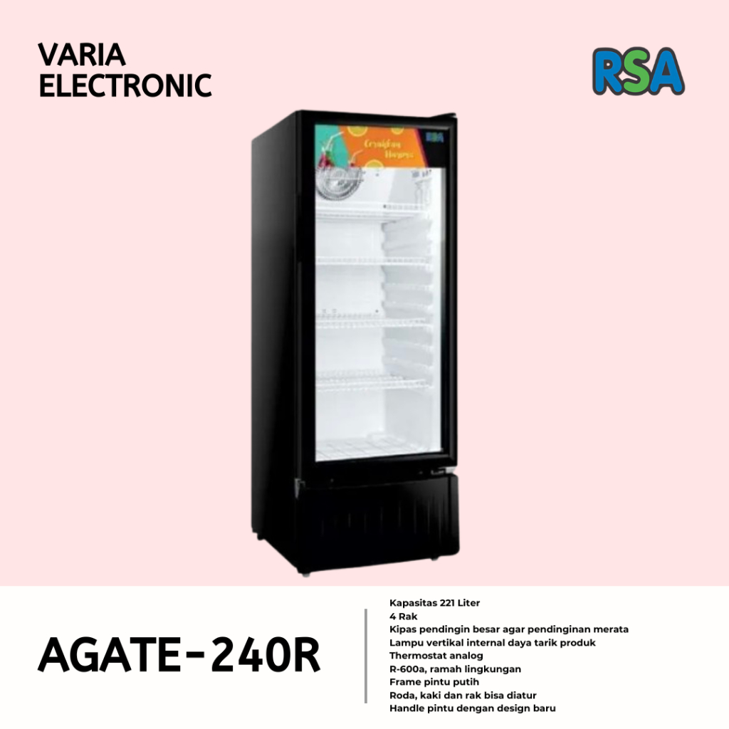 Jual Showcase RSA AGATE-240R 4 Pintu Kapasitas 221 Liter | Shopee Indonesia