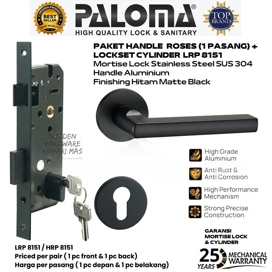 Jual PALOMA HRP LRP 8151 MSP 1128 Gagang Pintu Door Handle Roses Set ...