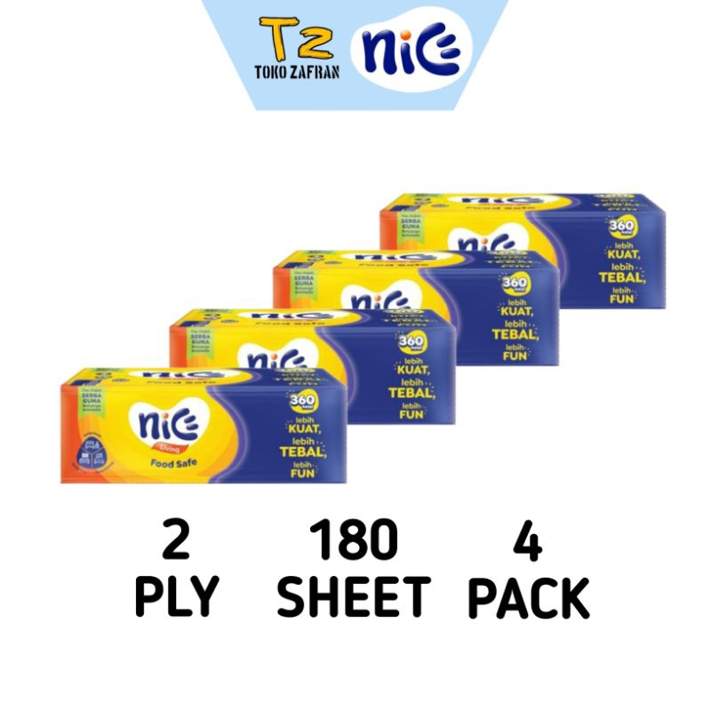 Jual Tissue Nice facial soft pack ( 4 pack ) 180 sheet 2 ply ( 360 ...