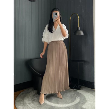 Rok Plisket Payung Wavy Rok Plisket Premium Tebal Rok Panjang Korean Style Pleated Skirts 036