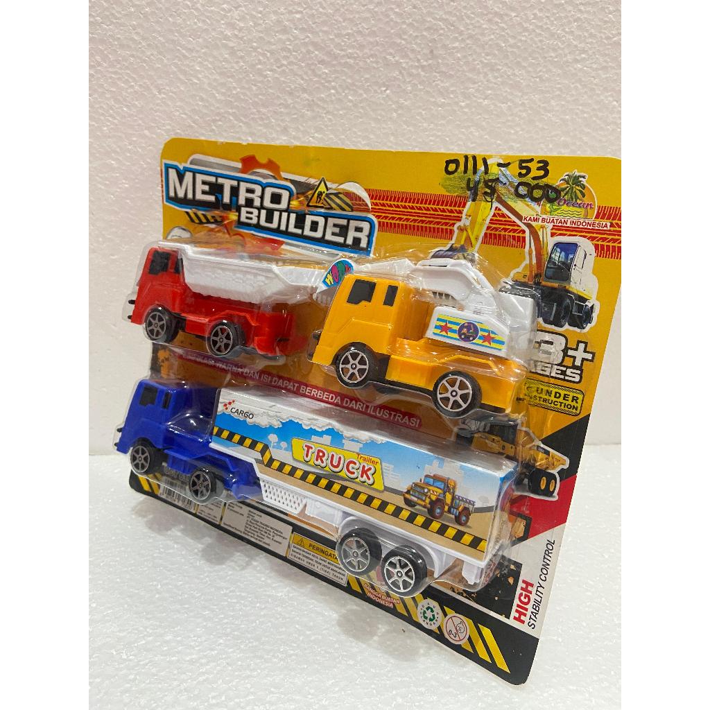 Jual Mainan Diecast set Truk Kontainer Murah isi 3 pcs Edukasi - Truck ...