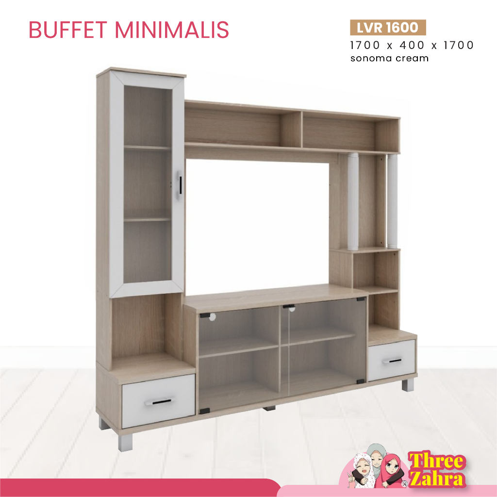 Jual Buffet Minimalis Tinggi / Rak Tv / Meja Tv / Kaca / Elegant ...