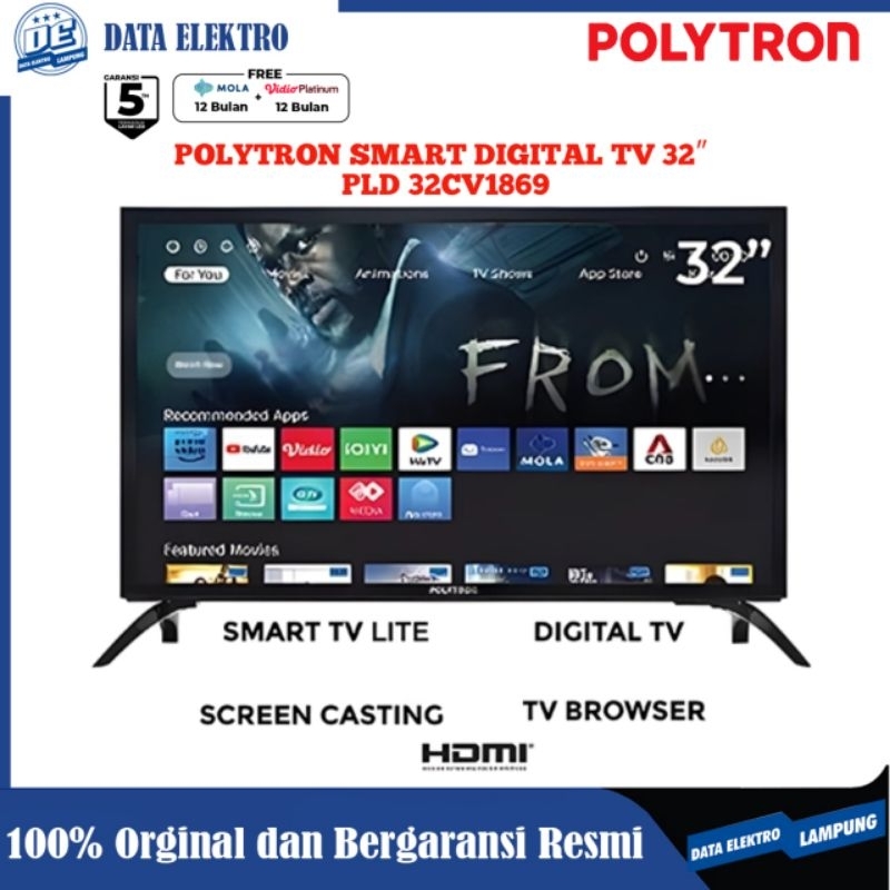 Jual Polytron Smart TV 32 inch 32CV1869 - Smart TV - Digital TV
