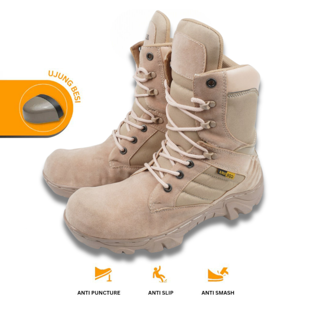 Jual SEPATU SAFETY BOOTS DELTA 6 INCi 8 INCI UJUNG BESI TACTICAL HIKING ...