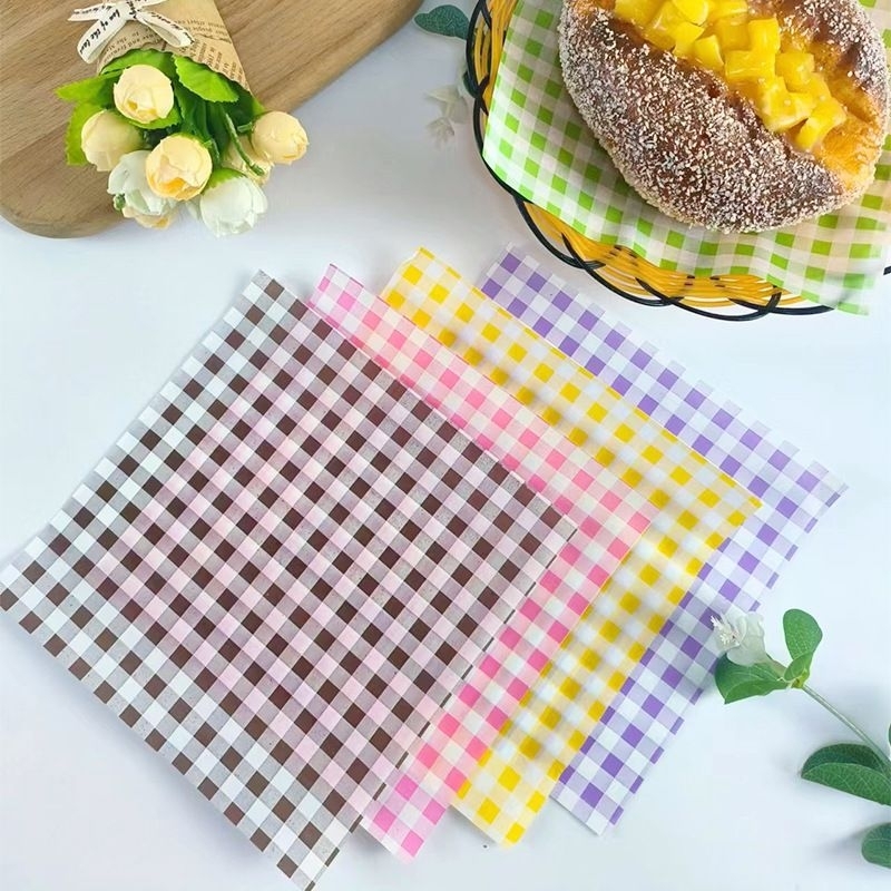 Jual 50Lembar wax paper 18x18CM kertas roti motif baking paper motif ...