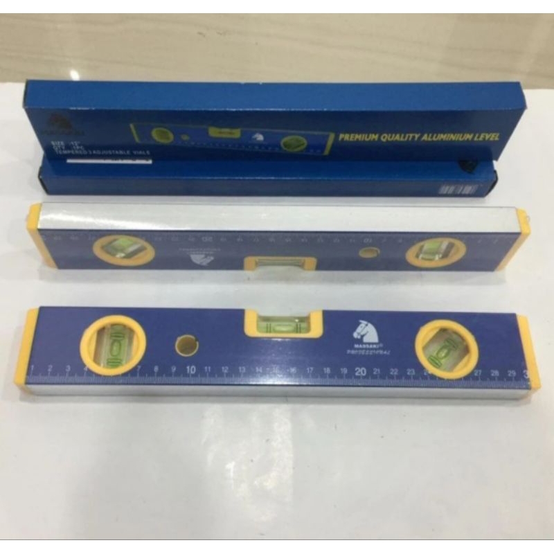 Jual waterpas MASSAKI biru 12 inchi waterpass penggaris 30cm aluminium ...