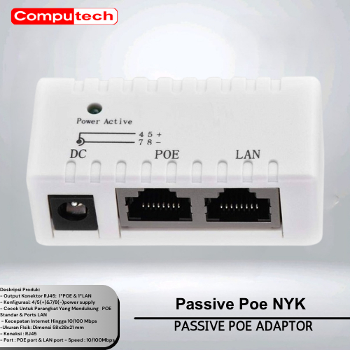 Jual Passive Poe 100 mbps Adapter/Injector | Shopee Indonesia