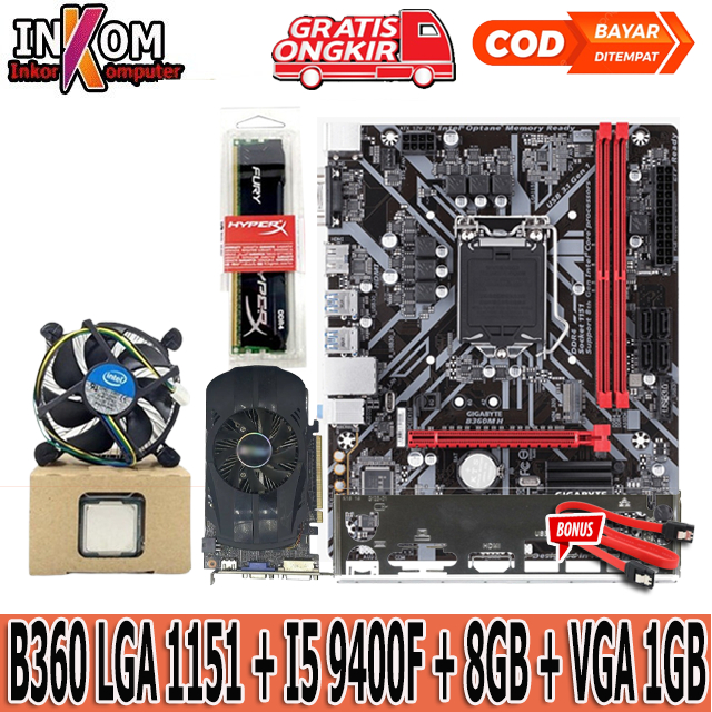 Jual Mobo Motherboard Gaming B360M LGA 1151 DDR4 Plus Ram VGA Card Processor i5 9400F Gen 8 Gen 9 Shopee Indonesia