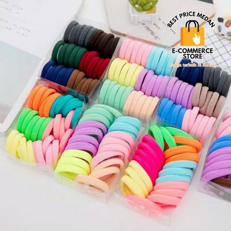Jual ( 1 pcs ) Ikat rambut warna warni bahan halus , ikat rambut ...