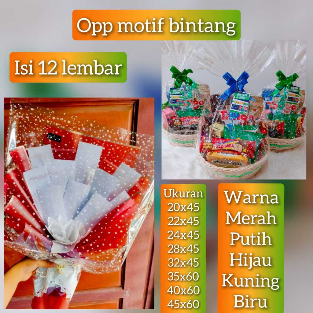 Jual Opp Bintang Souvenir 35x60 40x60 45x60 Opp Flower Plastik Ulang ...