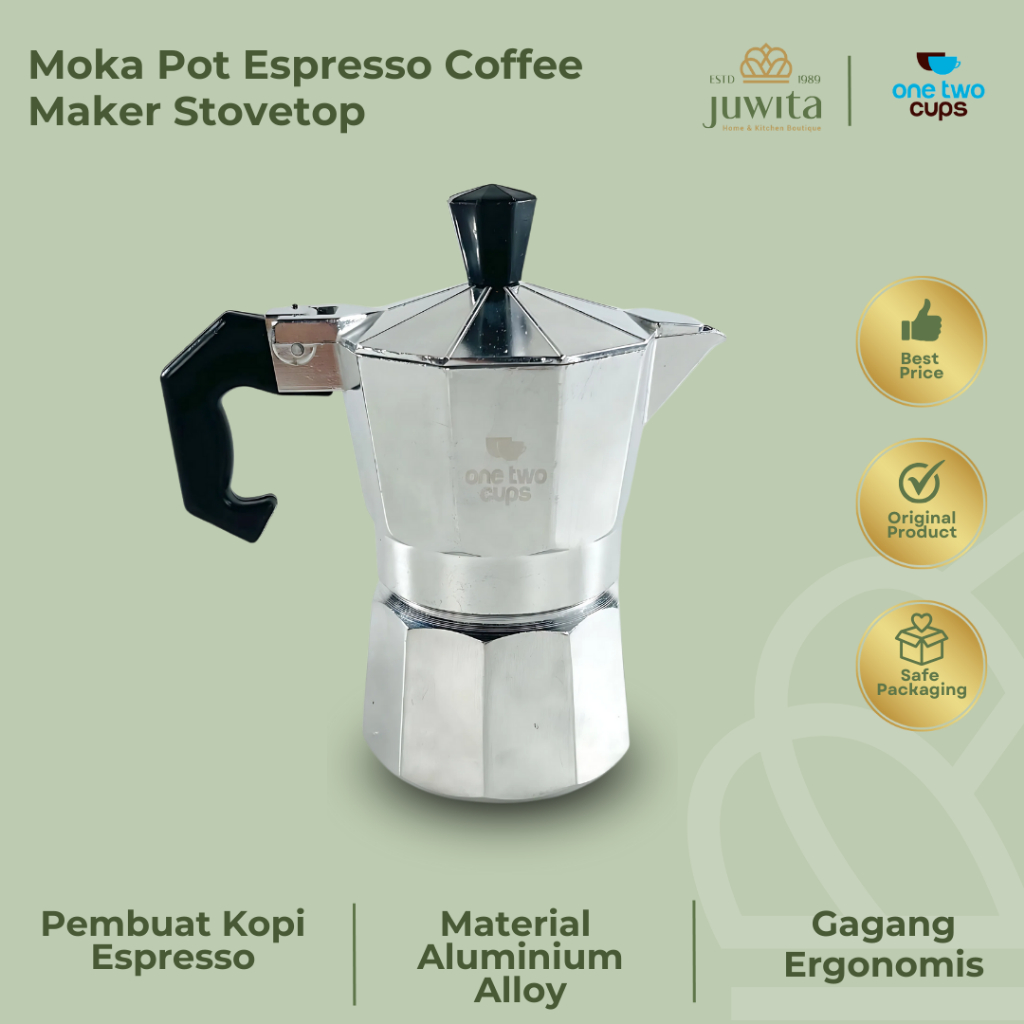 Moka Pot Espresso Coffee Maker Stovetop Cup 150 ml 600 ml Teko Kopi  Pembuat Aroma One Two Cups