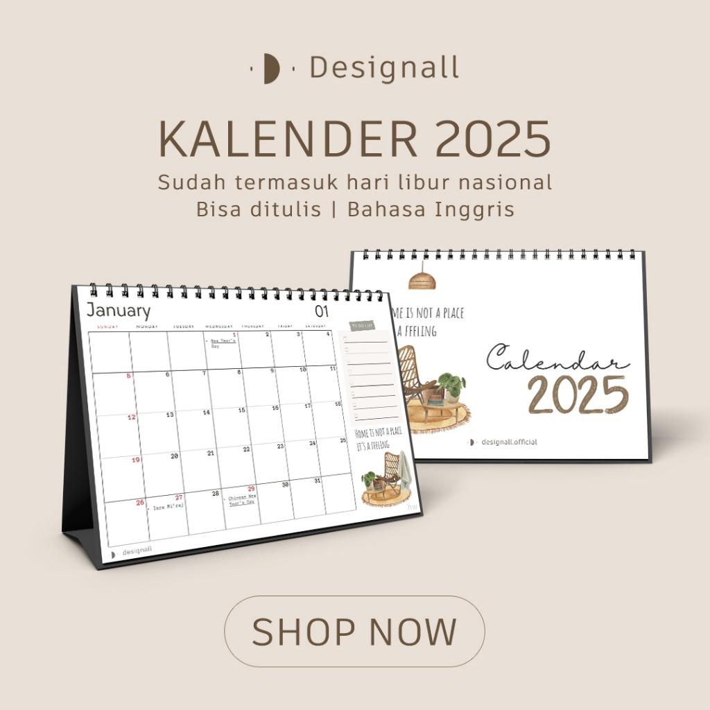 Jual Designall Kalender 2024 / 2025 Aesthetic Meja / Kalender Duduk ...