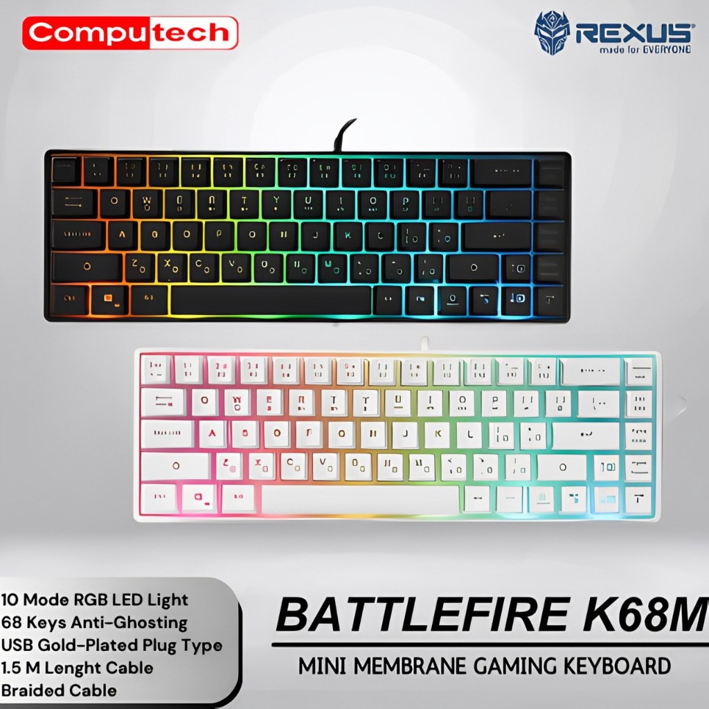 Jual Rexus Keyboard Gaming Mini Battlefire K68M | Shopee Indonesia